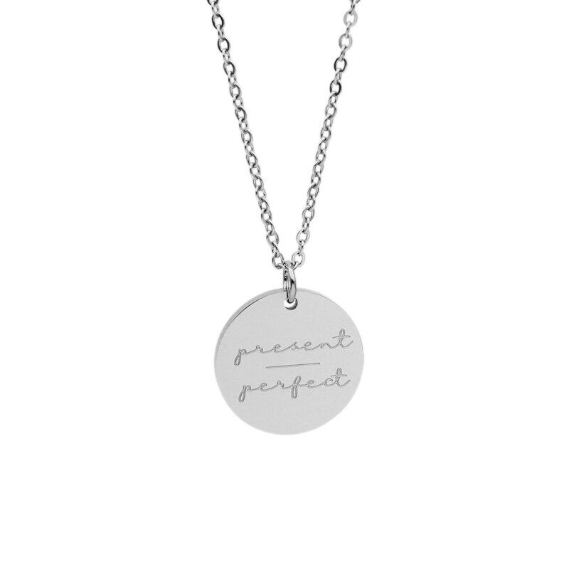 Thumbnail: Simple Disc Pendant Necklace Stainless Steel Gold Plated Faith Over Fear
