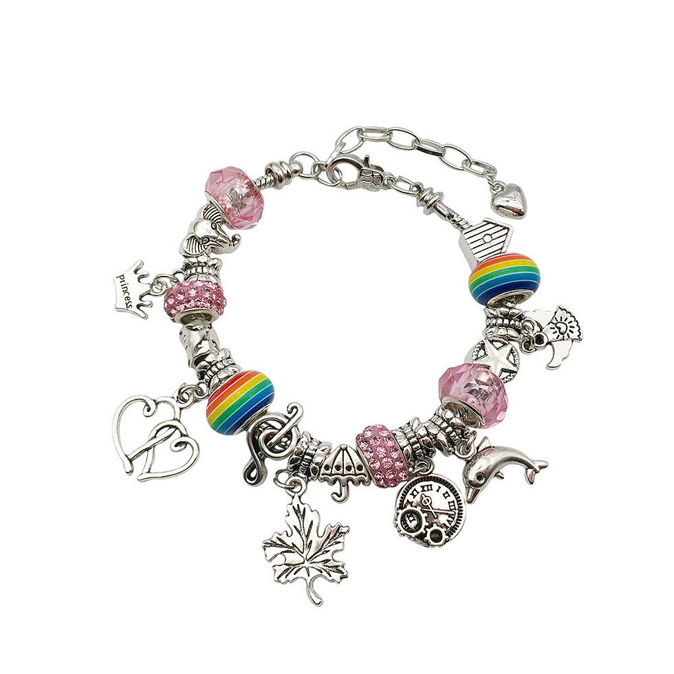 Thumbnail: Children Charm Bracelet Making Kit Supplies Beads Creative Diy Bracelet