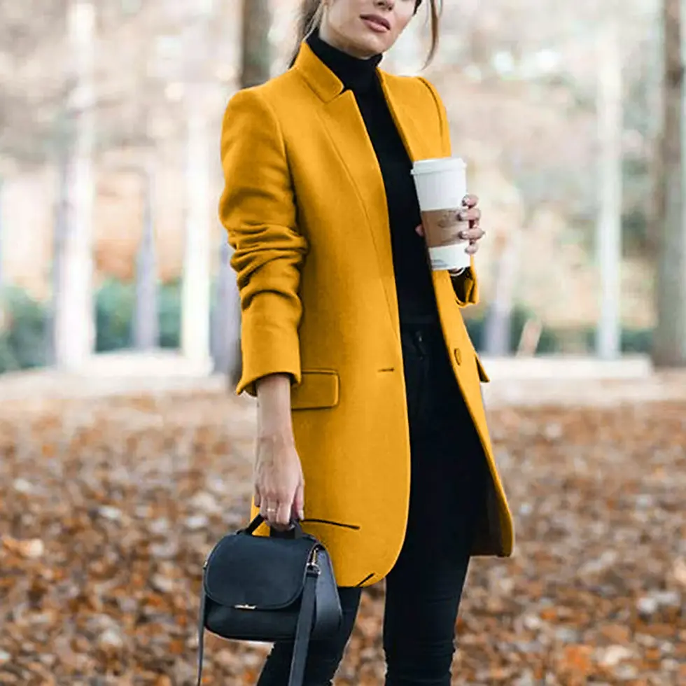 Thumbnail: 2023 NEW Woolen Coat Casual Jackets 2022 Autumn Winter Lapel Long Sleeve