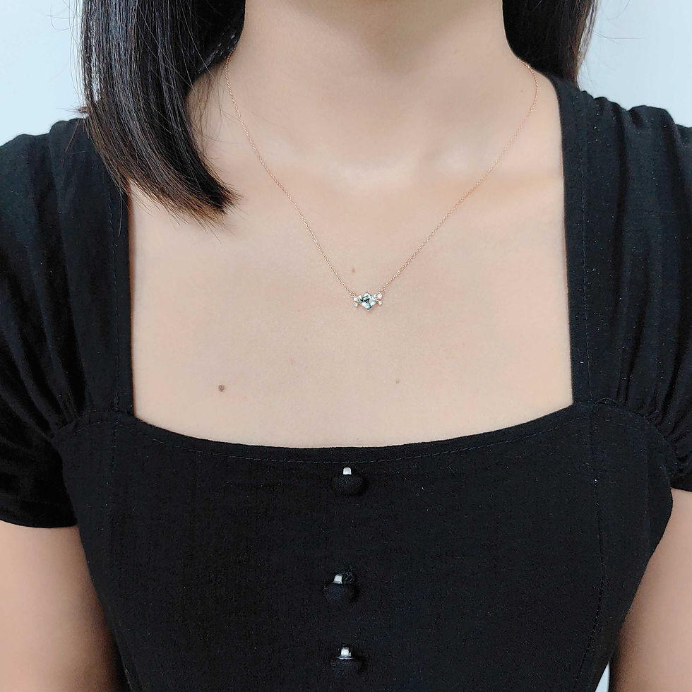 Thumbnail: GEM'S BALLET Unique 0.63CTW Square Moss Agate Pendant Necklace in 925