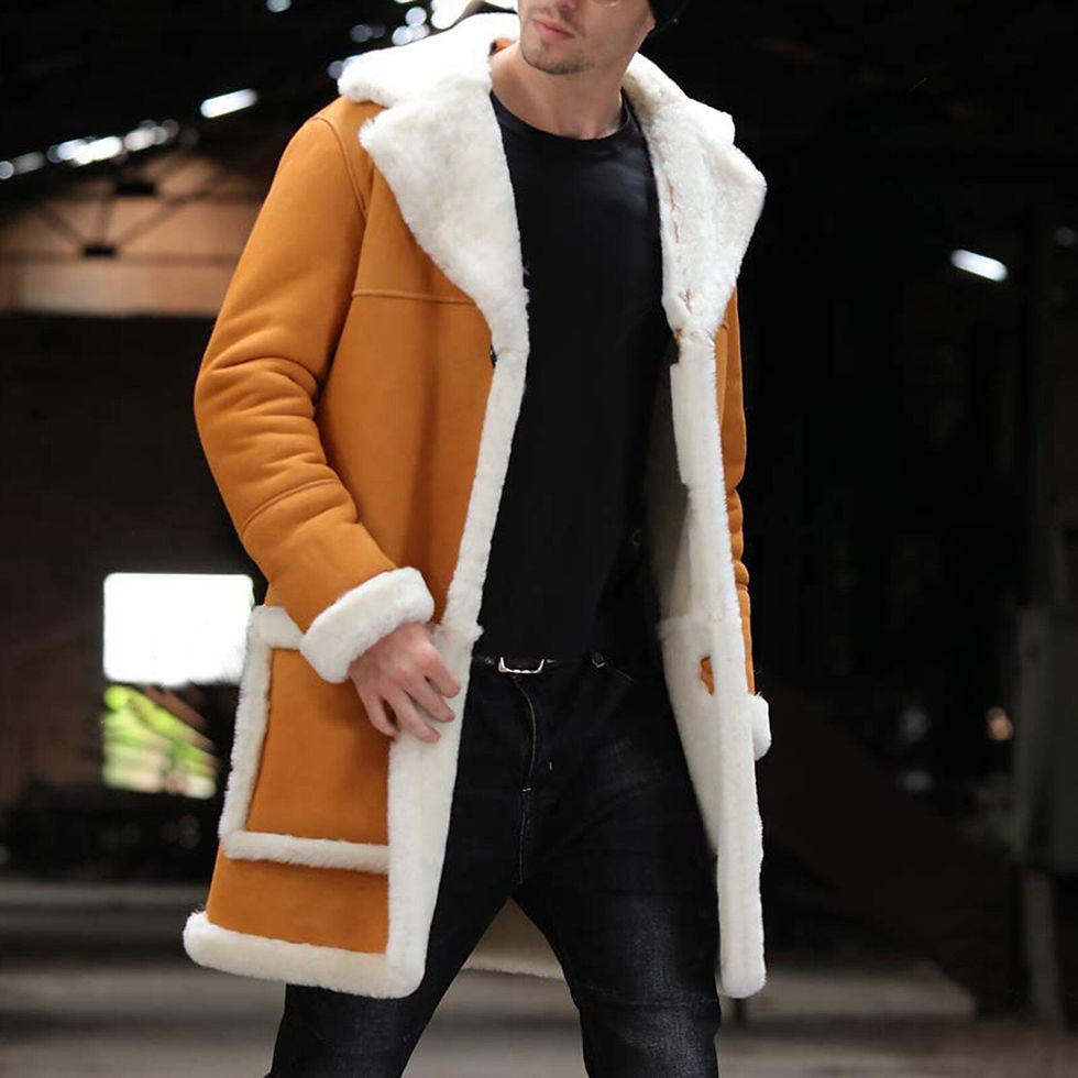 Thumbnail: Men's Casual Coat Faux Fur Large Overcoat 2023 Solid Buttons Jacket Long