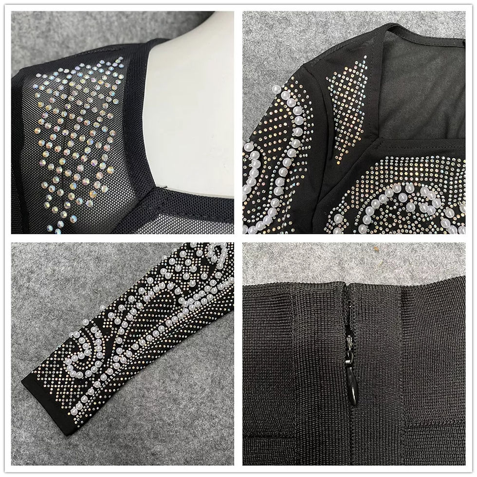 Thumbnail: New 2 Piece Set Beading Gorgeous Top Bandage Skirt Two Piece Sets Suits Women