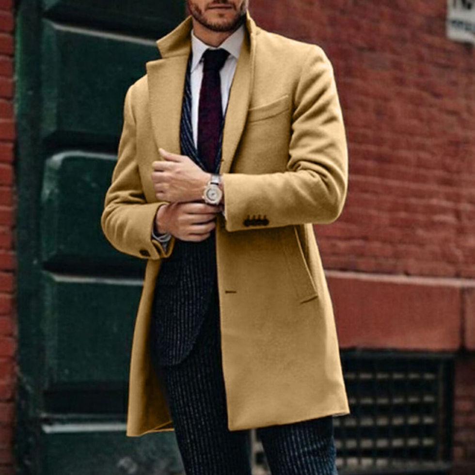 Thumbnail: Men's Winter Mid Length Wool Cardigan Fashion Solid Color Turtleneck Loose