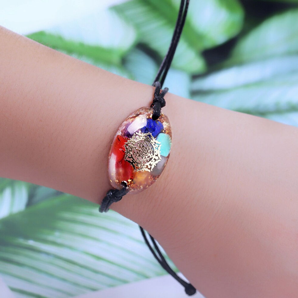 Thumbnail: Orgone Bracelet 7 Chakra Balancing Energy Crystals Bangle Emf Protection