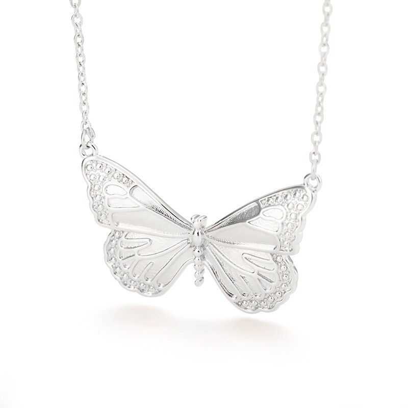 Thumbnail: Butterfly Pendant Necklace Stainless Steel long Chain Choker Fashion Jewelry
