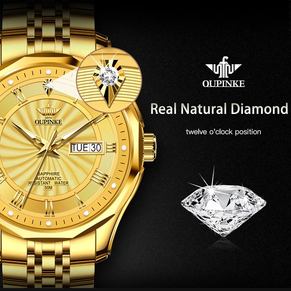 Thumbnail: OUPINKE Real Diamond Automatic Mechanical Watch for Men Swiss Top Brand
