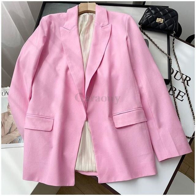Thumbnail: Garaouy Blue Long Sleeve Woman Blazer 2022 Elegant Pronounced Shoulders
