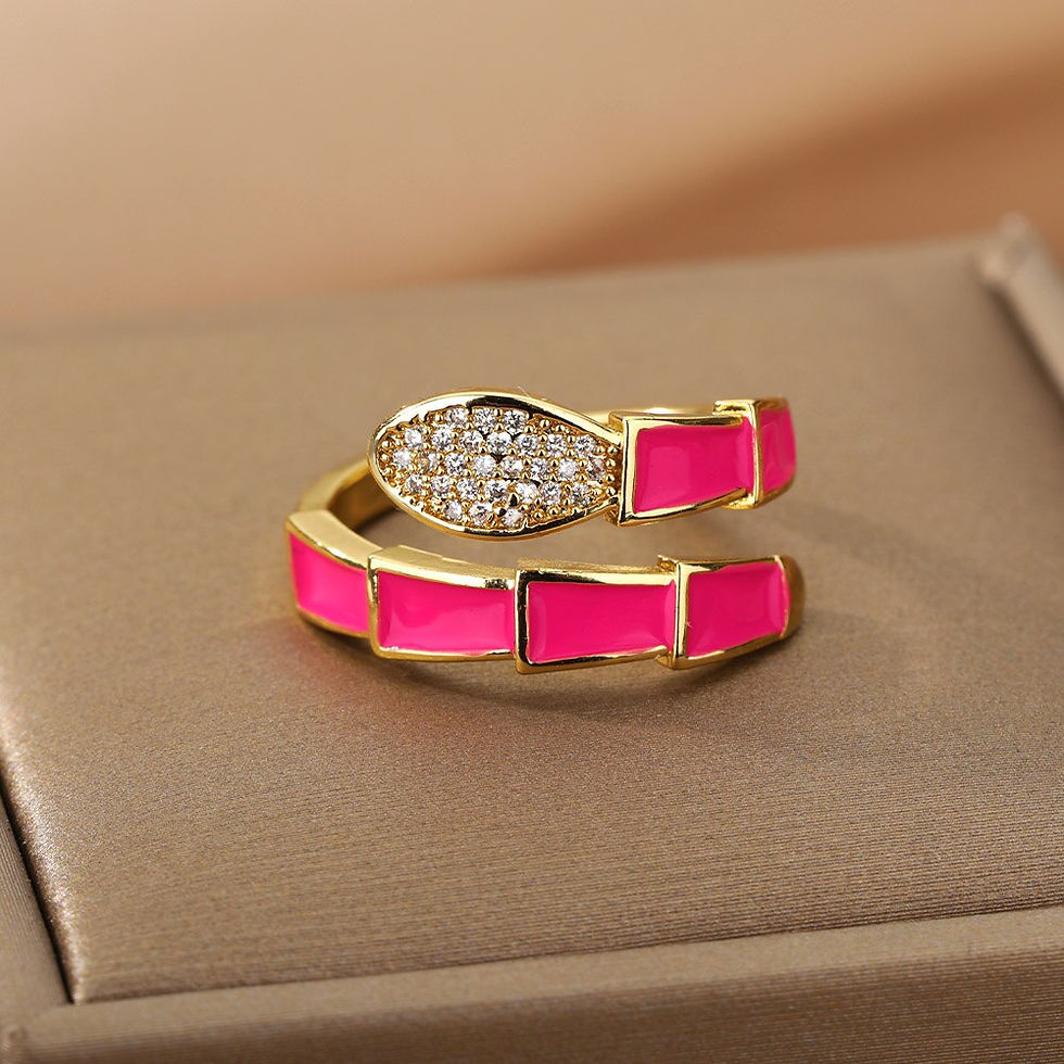 Thumbnail: Aesthetic Enamel Rings For Women Adjustable Drip Oil Colorful Snake Ring 2022