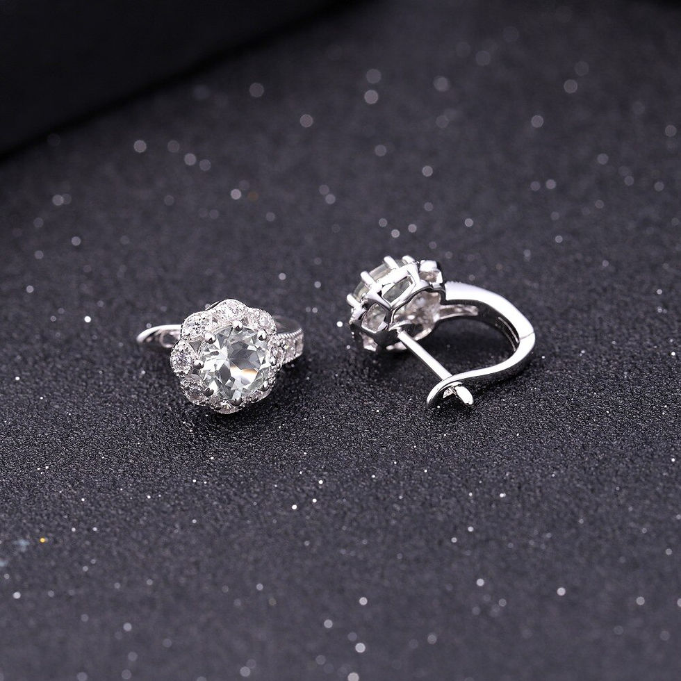 Thumbnail: GEM'S BALLET 2.52Ct Natural Green Amethyst Flower Gemstone Earrings 925