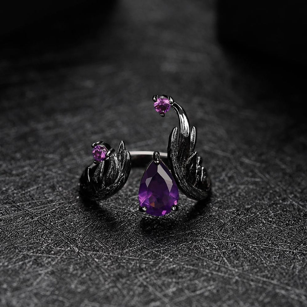 Thumbnail: GEM'S BALLET 925 Sterling Silver Handmade Adjustable Angel's Wing Ring for