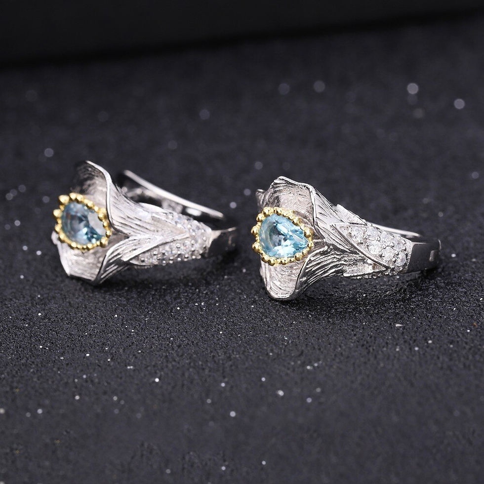 Thumbnail: GEM'S BALLET 1.68Ct Natural Swiss Blue Topaz Callalily Leaf Earrings 925 Sterli