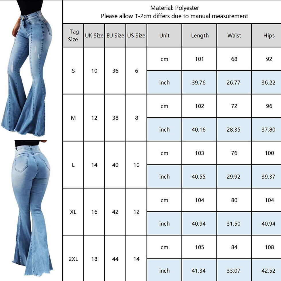 Miniatura: Women Jeans Slim Fit Denim Pants Bell Bottom High Waist Bootleg Jeans