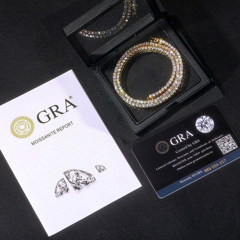 Sparkling Moissanite Tennis Chain Bracelet Necklace 100% 925 Sterling Silver