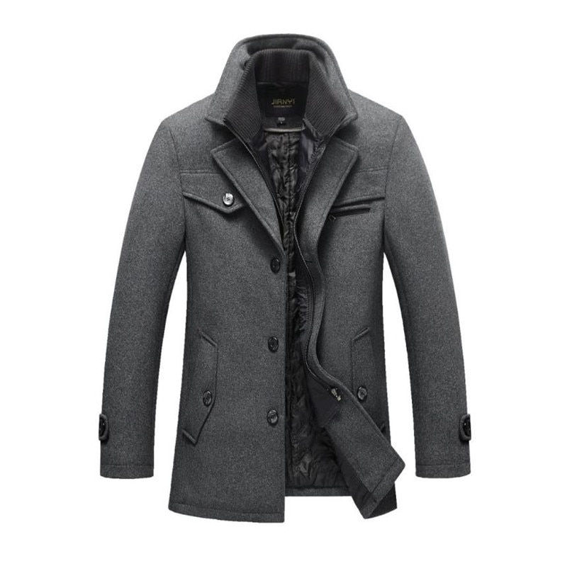 Thumbnail: 2023 Winter New Wool Coat Men Business Jacket Casual Slim Mens Overcoat