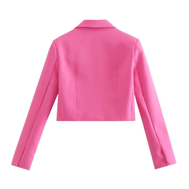 Miniatúra: TRAF 2021 Cropped Blazer Women Fashion Long Sleeve Suit Jackets Collared