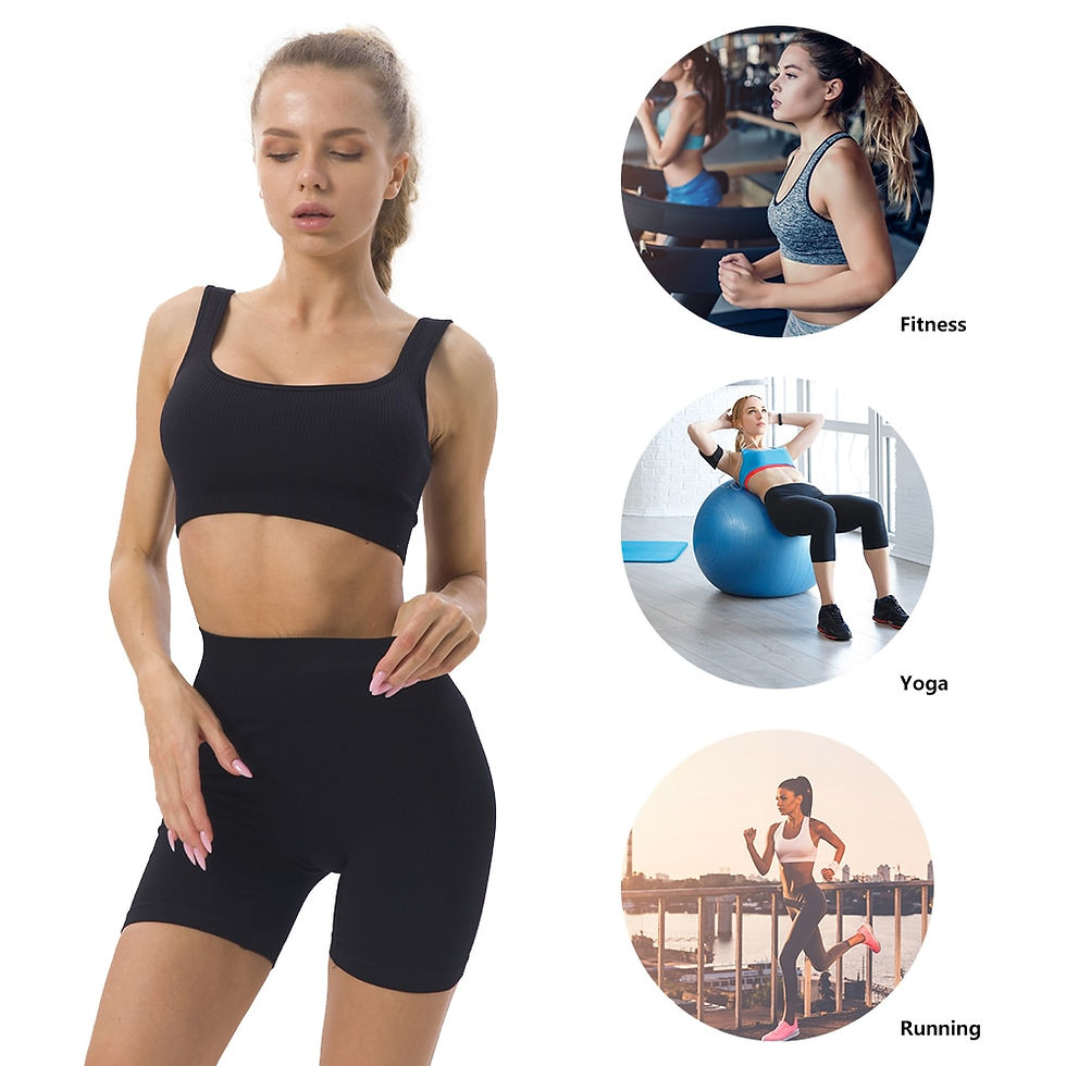 Miniaturebillede: 2pcs Set Yoga Top Leggings Ribbed High Waist Nylon Gym Clothes Sleeveless