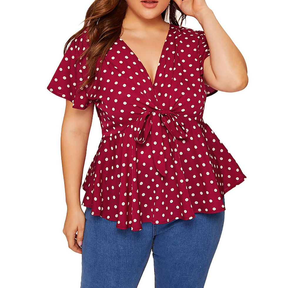 Thumbnail: Womens Plus Size Tops And Blouses Elegant Shirt V Neck Short Sleeve Shirt