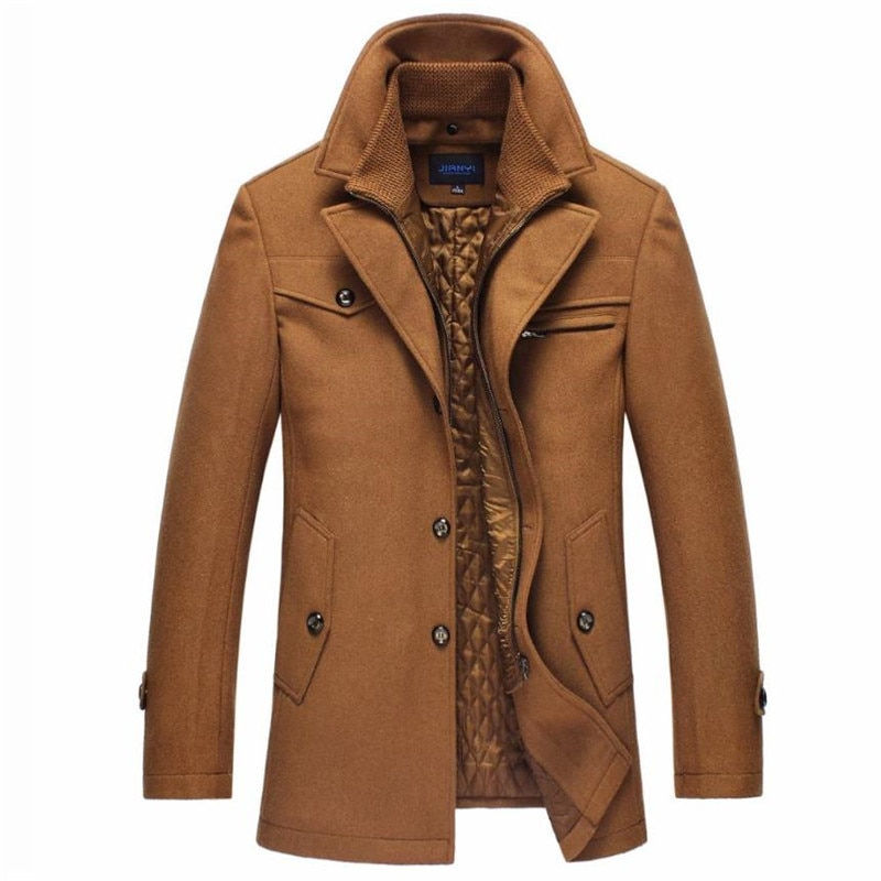 Thumbnail: 2023 Winter New Wool Coat Men Business Jacket Casual Slim Mens Overcoat