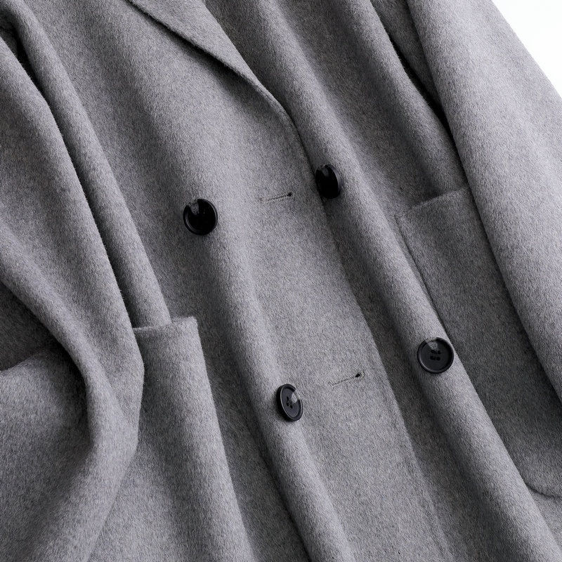 Thumbnail: 2022 Autumn Women Midi Length Coat Turn Down Collar Double Button Design