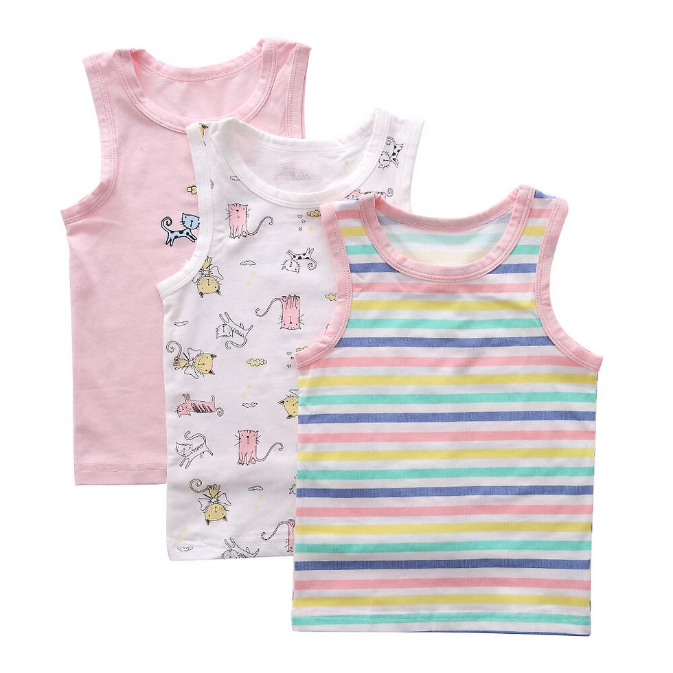 Miniatura: 3 Pcs Cotton Cartoon Pattern 2-12Y Boys Underwear Tank Top Girls Kids