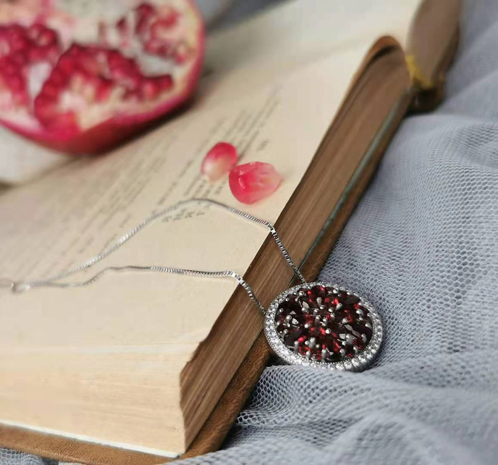 Thumbnail: GEM'S BALLET Natural Red Garnet Gemstone Pendant For Elegant Women 925