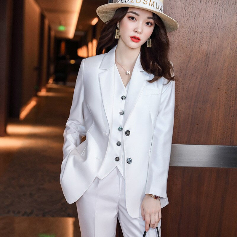 Thumbnail: 2022 Fashion New Ladies Business Solid Color Suits Trousers Waistcoat / Woman