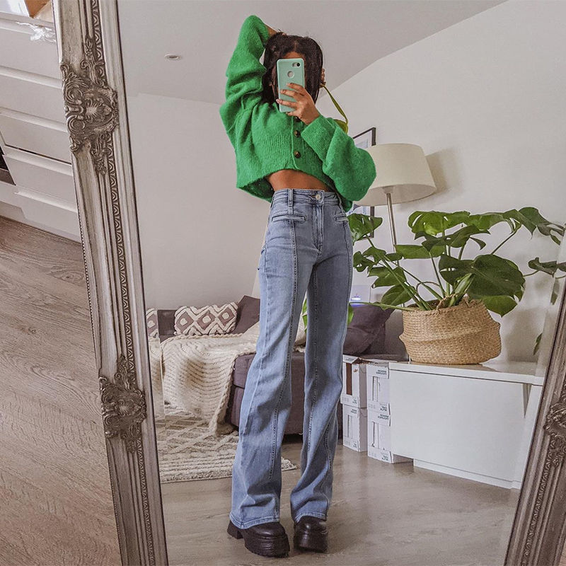 Pikkukuva: Retro Five Pointed Star Straight Women Jeans European and American Style