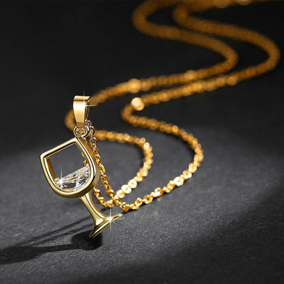 Thumbnail: Red Wine Glass Pendant Necklace Zircon Goblet Choker for Women Elegant