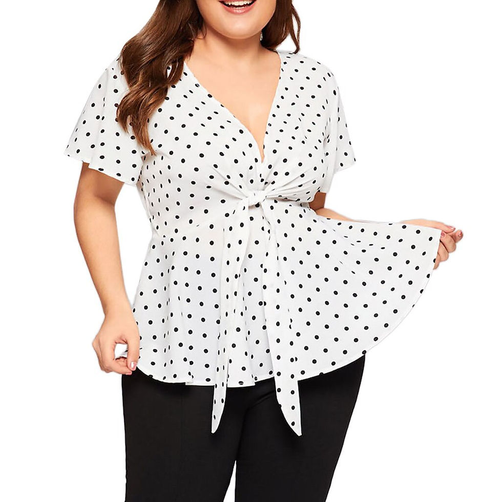 Thumbnail: Womens Plus Size Tops And Blouses Elegant Shirt V Neck Short Sleeve Shirt