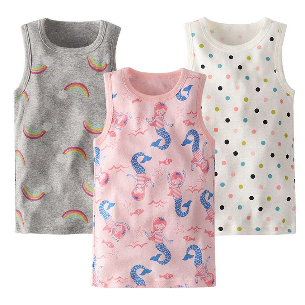 الصورة المصغرة: 3 Pcs Cotton Cartoon Pattern 2-12Y Boys Underwear Tank Top Girls Kids