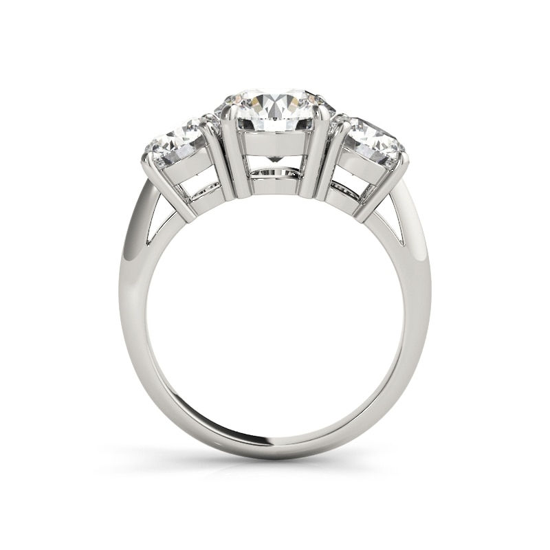 Thumbnail: LESF 925 Sterling Silver Women's Ring 3 Stones 2 Carats Round Cut SONA