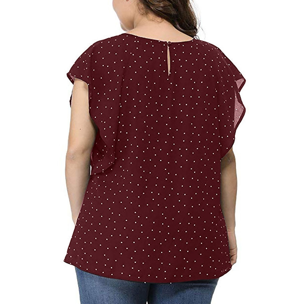 Thumbnail: Plus Size Tops Women's Summer Plus Size Ruffle Sleeve Shirt Top Polka Dot