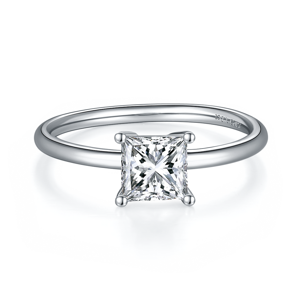 Thumbnail: GEM'S BALLET 925 Sterling Silver  Rings 1.0Ct 5*7mm Emerald Cut Moissanite