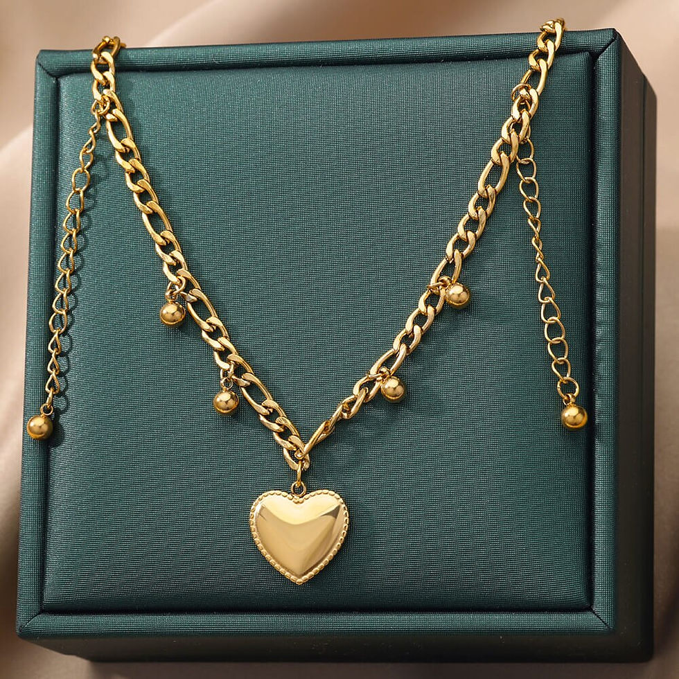 Thumbnail: Zircon Heart Pendant Necklace for Women Stainless Steel Cuban Chain Necklaces