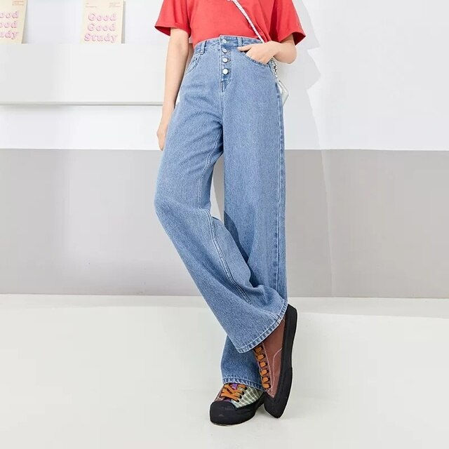 Thumbnail: SEMIR Jeans Women Cotton Wide Leg Pants High Waist Slim New Loose Ladies