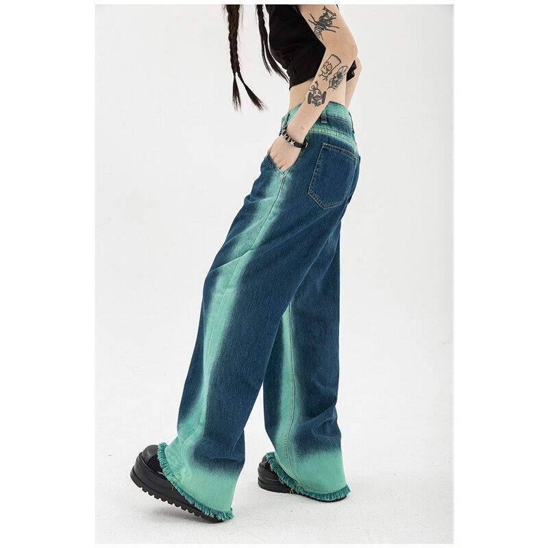 Womens Jeans High Waist Vintage Straight Baggy Pants Chic Design Streetwear
