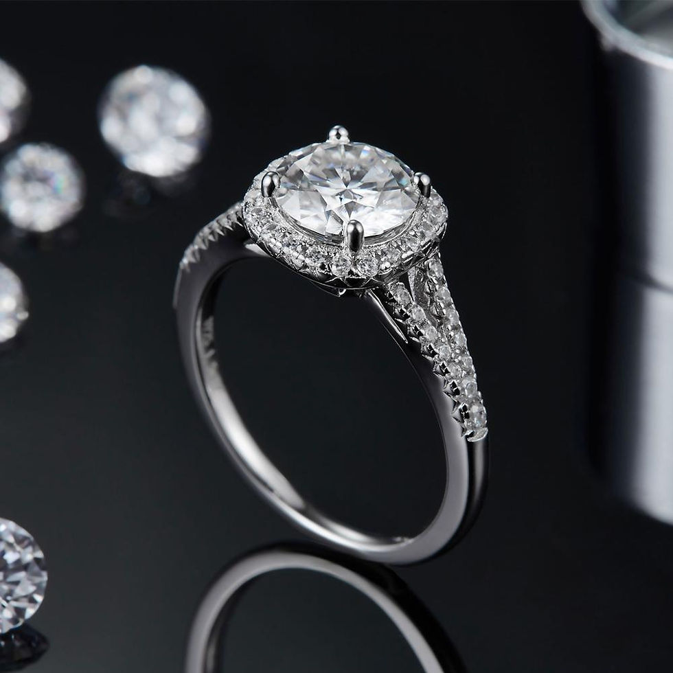 Thumbnail: GEM'S BALLET 925 Sterling Silver Halo Engagement Ring 1.5ct 2 ct 3ct D Color