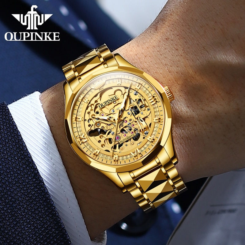 Miniatură: OUPINKE Japan Movement Automatic Watch for Men Tungsten Steel Skeleton