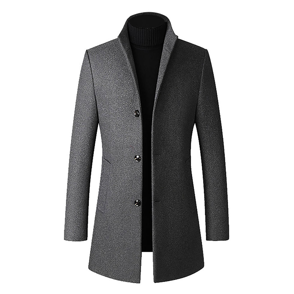 Thumbnail: Men's Solid Color Long Sleeved Stand-collar Trench Fit Formal Banquet Coats