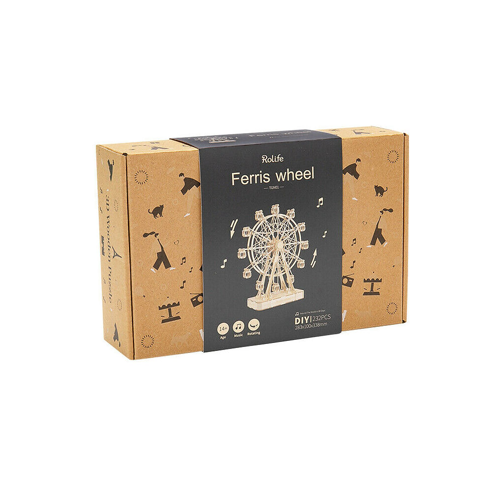Thumbnail: Robotime DIY Rotatable 3d Wooden Puzzle Music Box Ferris Wheel For Gifts