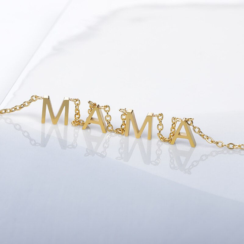 Thumbnail: 2021 New MAMA Letters Necklace Stainless Steel Mom Baby Lockbone Chain