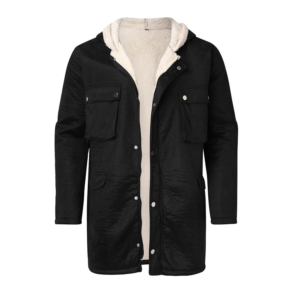 Thumbnail: Autumn Winter Warm Faux Fur Jacket Coat Parka Hooded Men Vintage Thicken