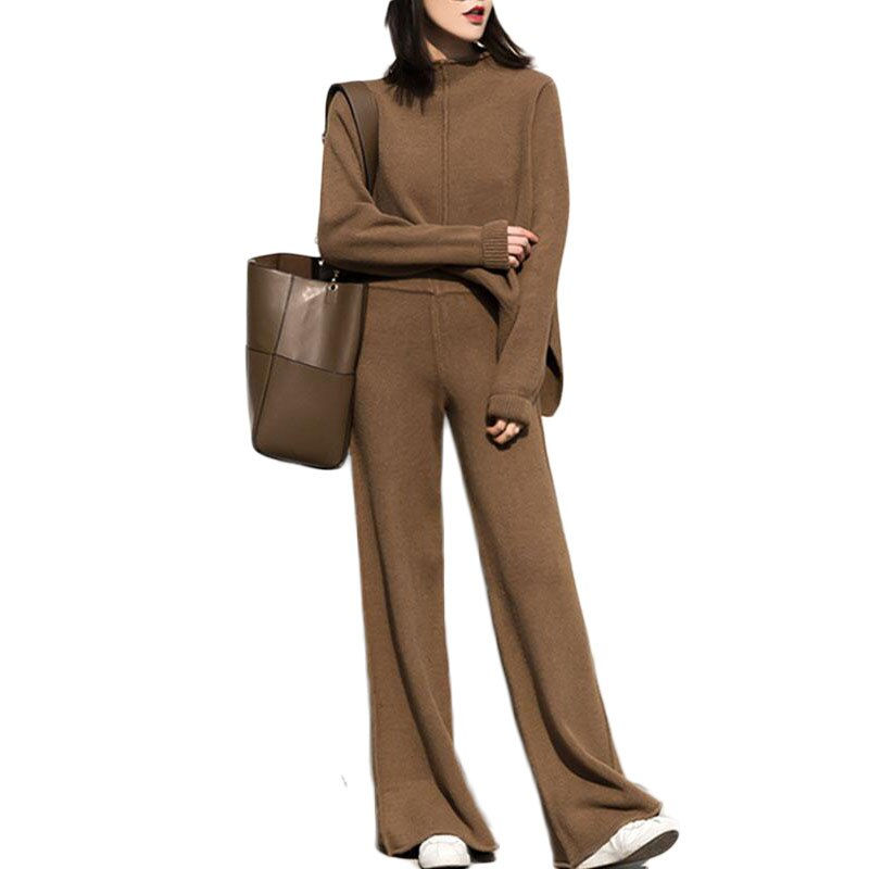 Thumbnail: Winter Tracksuit 2 Piece Pant Suits For Women Knitted Long Sleeve Two Piece