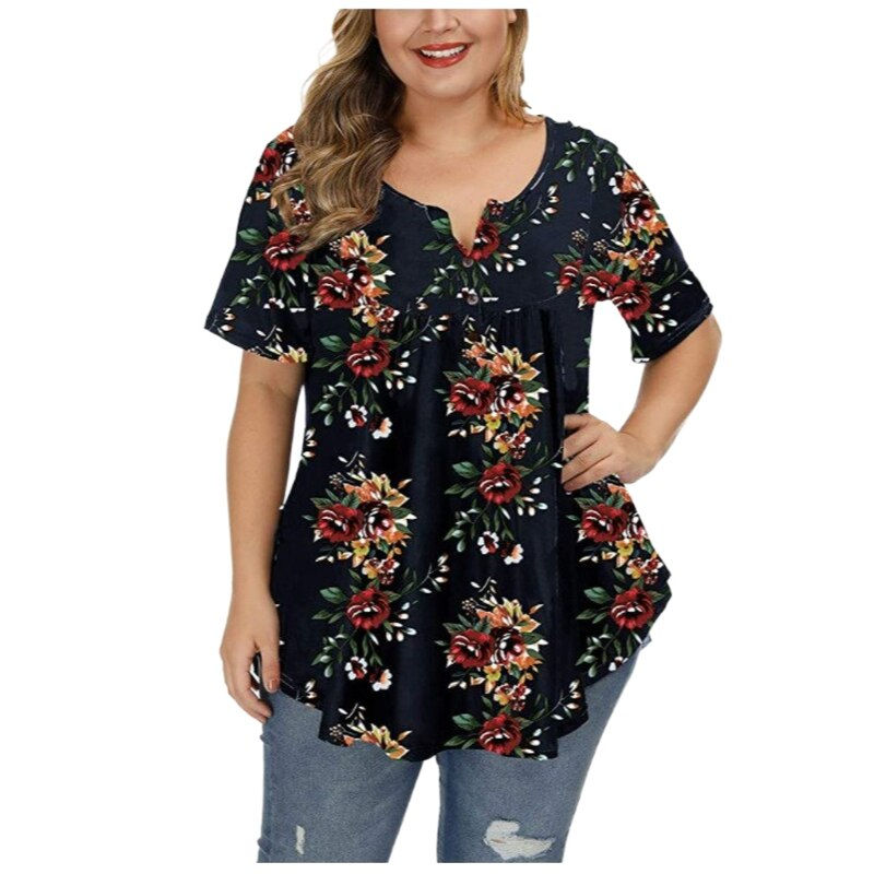Thumbnail: Plus Size Clothing For Women 3Xl 4Xl 5Xl Curve Plus Size Top Buttoned Pleated