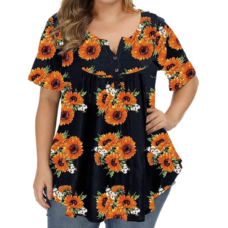 Thumbnail: Plus Size Clothing For Women 3Xl 4Xl 5Xl Curve Plus Size Top Buttoned Pleated