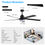 Thumbnail: 65 Inch Black Ceiling Fan With Light, 5-Blade Dimmable LED