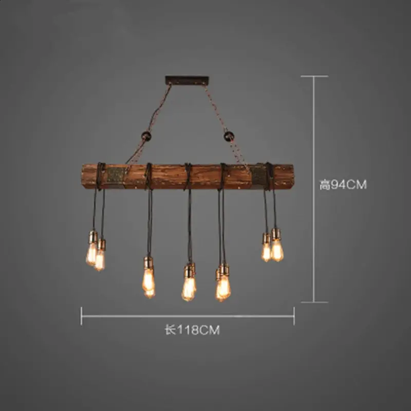 Thumbnail: Retro Industrial Solid Wood Chandeliers
