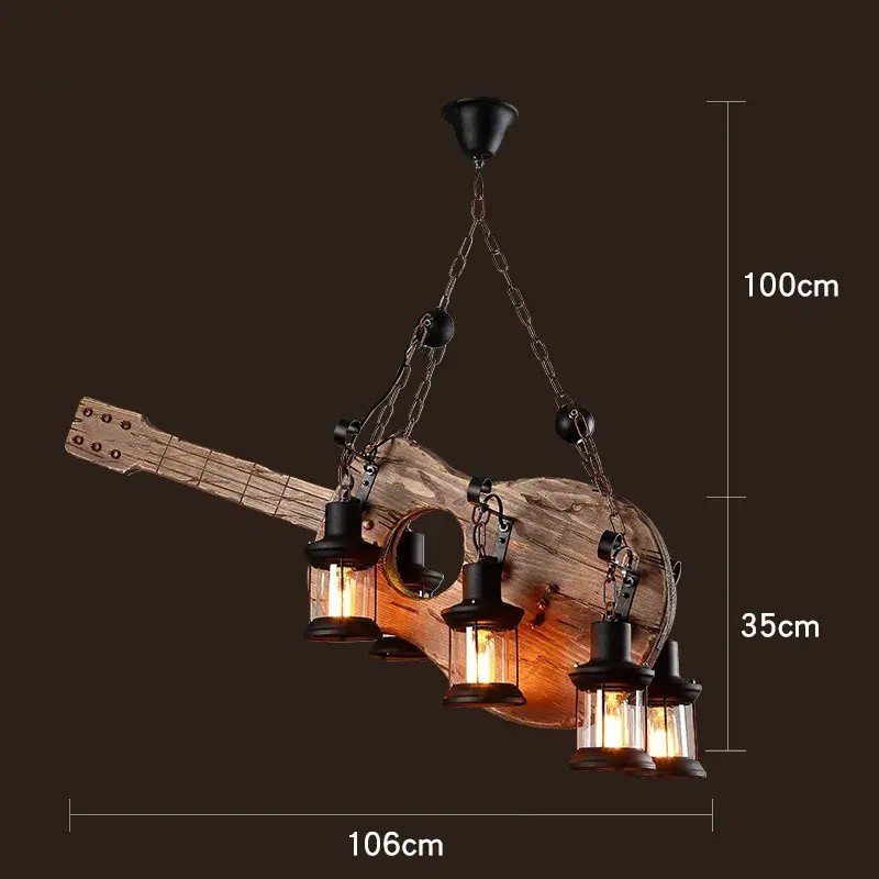 Thumbnail: Retro Industrial Solid Wood Chandeliers