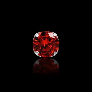 Titanium Threadless Prong-Set Red CZ