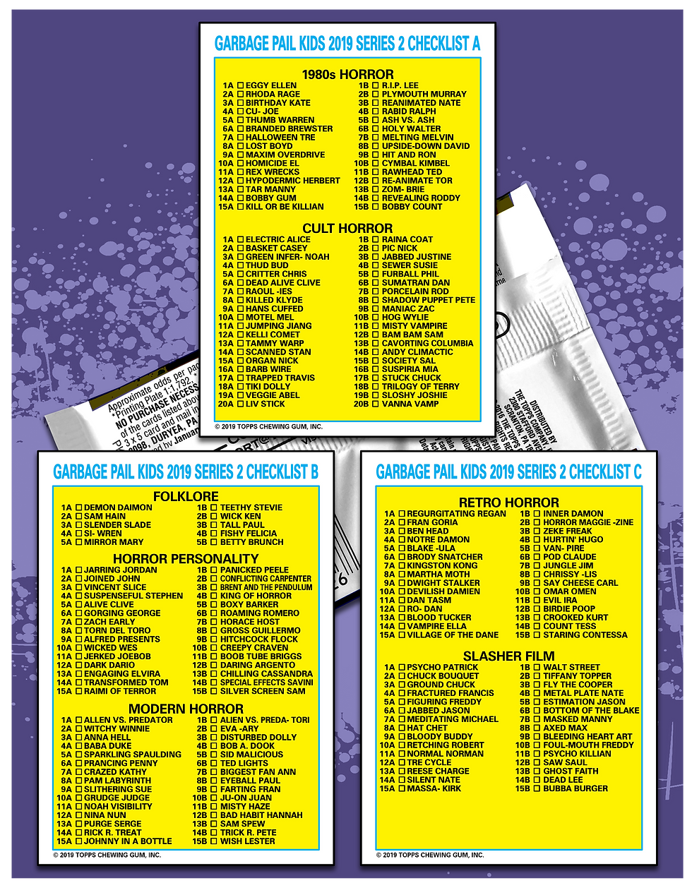 Thumbnail: Back of Garbage Pail Kids Revenge of Oh, The Horror-ible Custom made binder